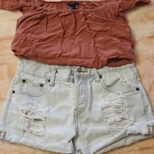 Forever 21 light blue ripped shorts